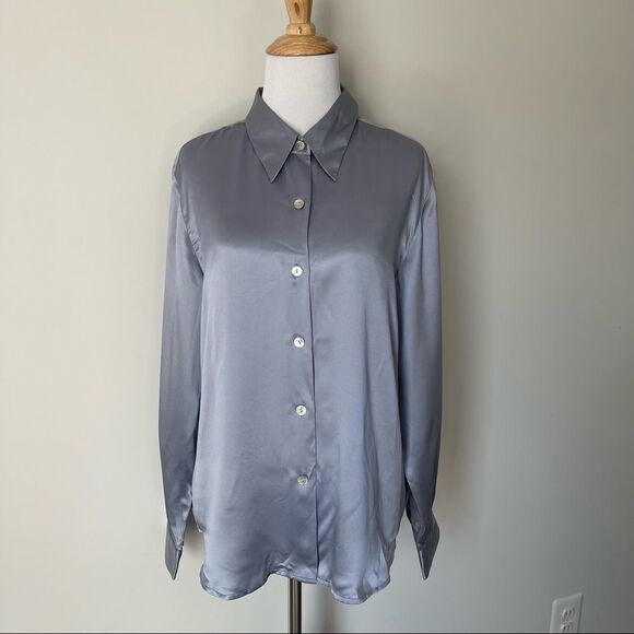 Chelsea Cambell Petites 100% Silk Button Down Blouse - Picture 1 of 5